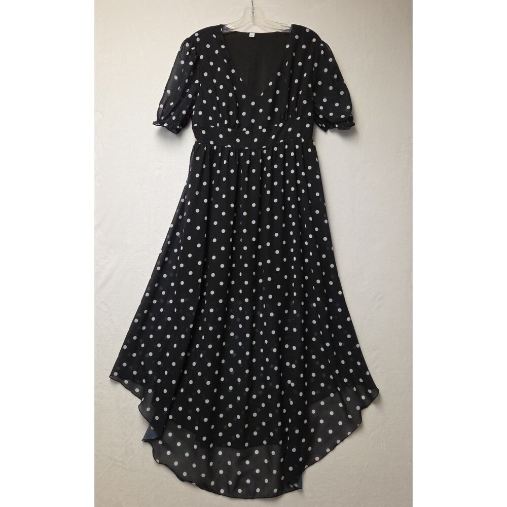 Black & White Polka Dot Dress Maxi Shear Mini underlined Slip XXL Baby doll Y2K